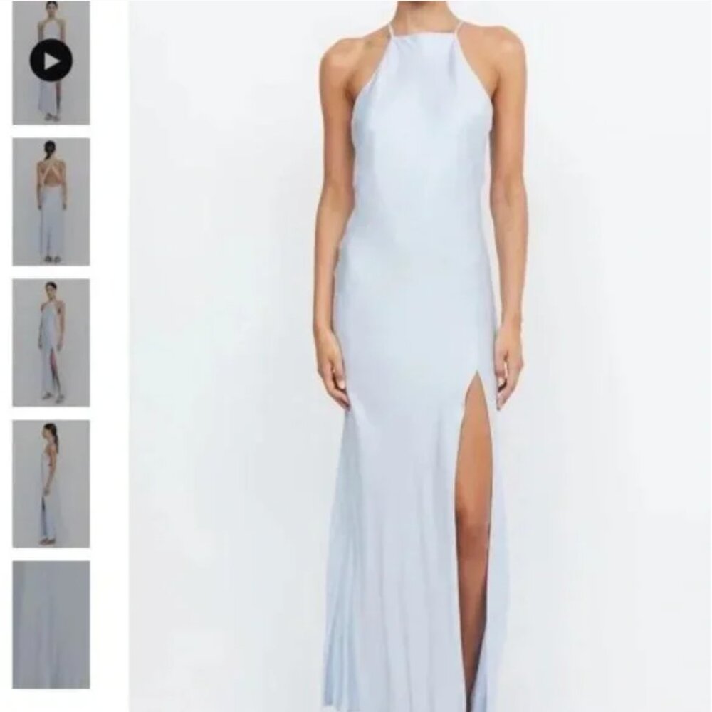 Bec & Bridge Adore Halter Maxi Dress in Dusty Blue